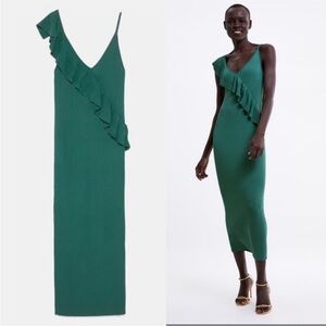 zara one shoulder green dress ZARA Long One Sleeve Cocktail Dress Dark Olive Size Medium NWT – Style  Exchange Boutique PGH